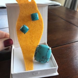 Chloe + Isabel matching turquoise earrings & ring
